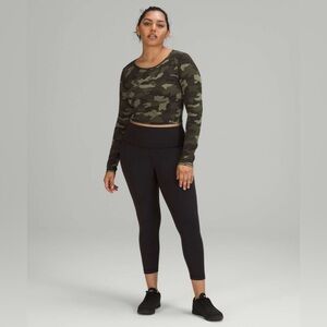 NWOT Lululemon Wunder Train Long Sleeve Cropped shirt Camo